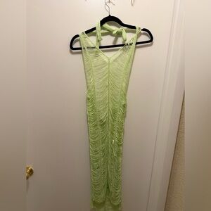 Fashion Nova Neon Green Textured Maxi Dress